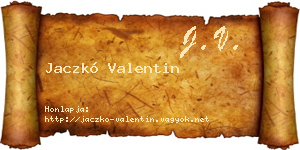 Jaczkó Valentin névjegykártya